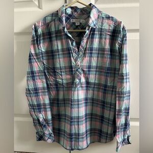Southern Tide Plaid 100% Cotton 3/4 Button Down Shirt